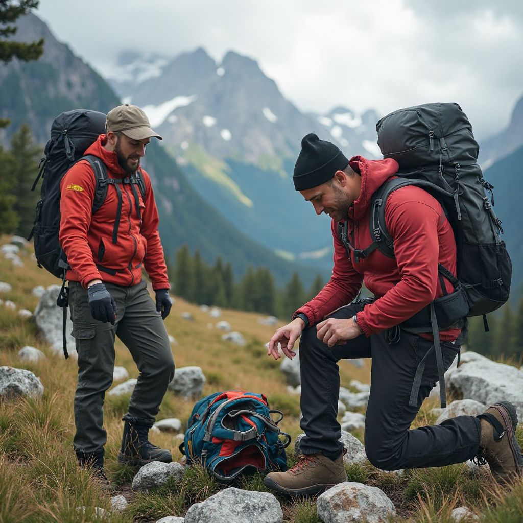 Team preparing for mountain expedition
